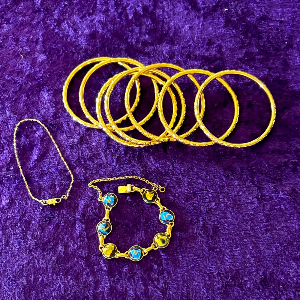 Girls Gold 10K Plated Semanario,
Gold&Blue Esclava including kids Bracelet Chain
